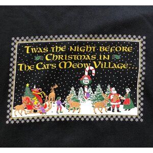 Vintage Lee Heavyweight Sz 2XL Cat’s Meow Village Christmas Black Sweatshirt 90s